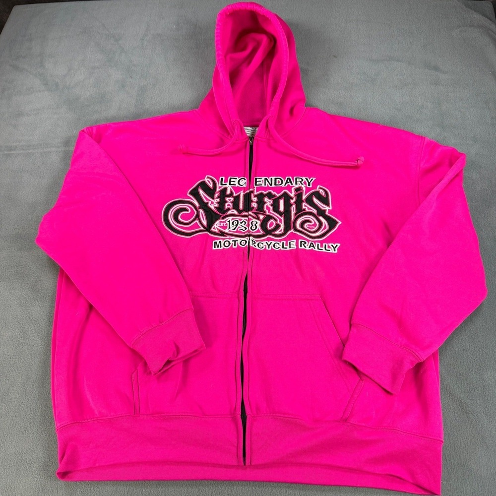RP&G‎ Souvenirs Sturgis Motorcycle Rally Zip Up Hoodie Pink Embroidered 2XL